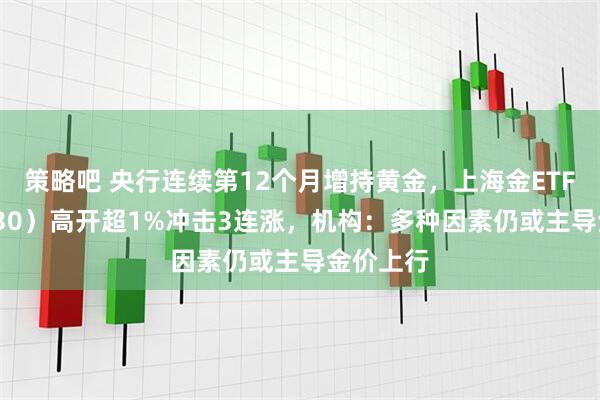 策略吧 央行连续第12个月增持黄金，上海金ETF（159830）高开超1%冲击3连涨，机构：多种因素仍或主导金价上行
